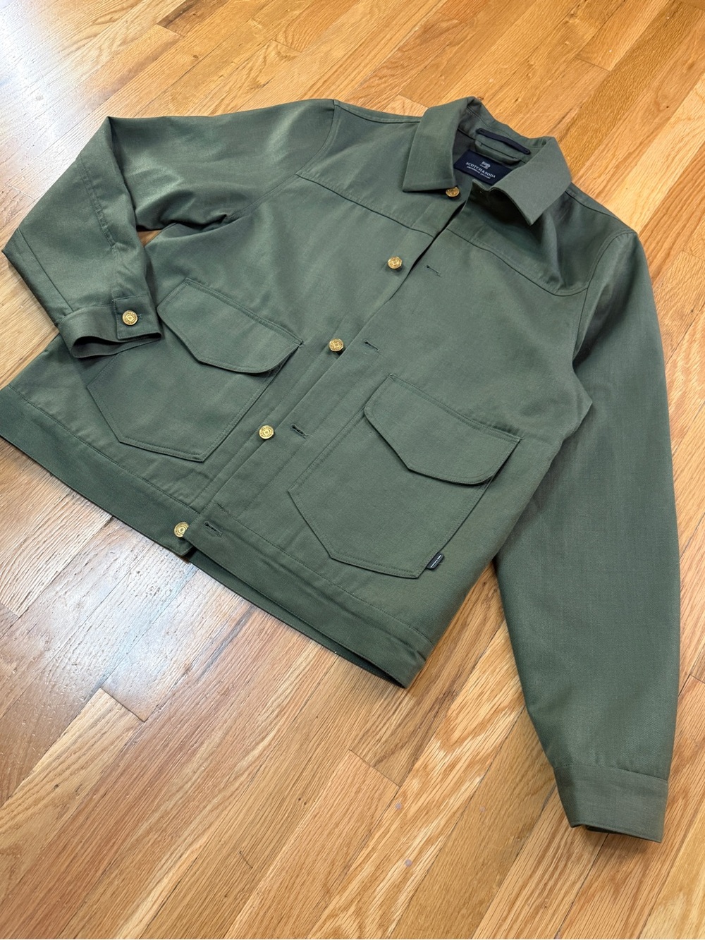 Scotch & Soda Men's Olive Green Military Canvas Field Jacket